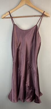 Vintage Cacique Satin Shiny Mini Gown Nightie Dark Pink Coquette Mauve Sz S